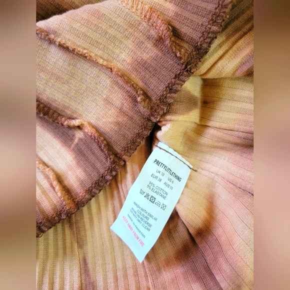 Pretty Little Thing | Ribbed Tie Dye Contrast Seam Long Sleeve Top | Size 6 NWOT - Picture 7 of 12